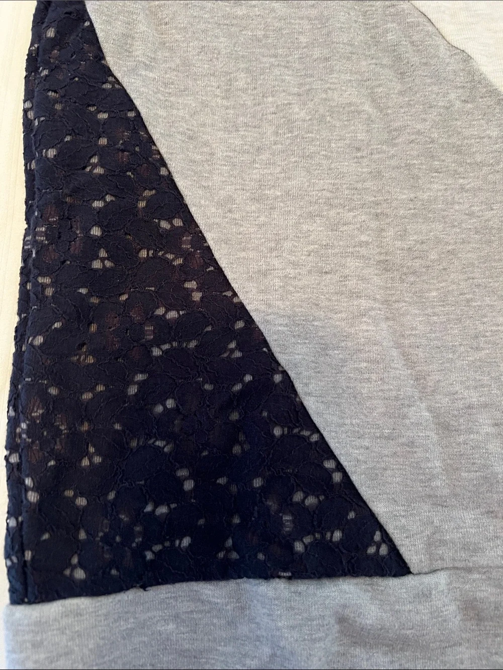J. Crew Women's Crewneck Colorblock Sweatshirt with lace - Gray & Navy